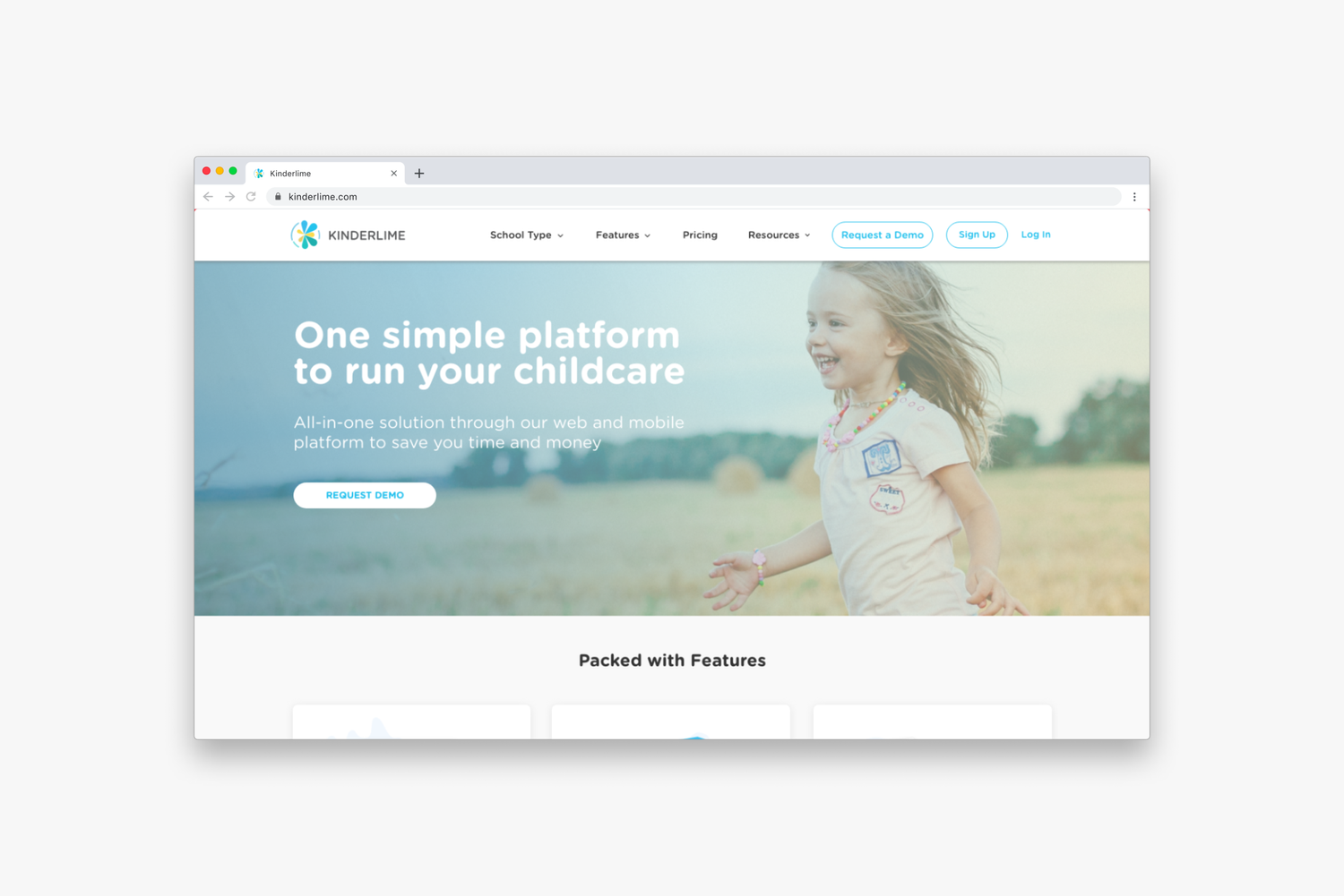 Kinderlime homepage hero design